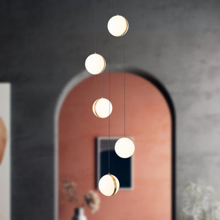 Echo 5 Head Brushed Gold Dimmable LED Multi Pendant