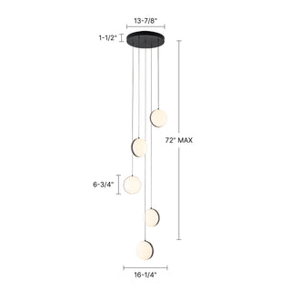 Echo 5 Head Brushed Gold Dimmable LED Multi Pendant