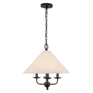 Edelson 18 in Black Pendant with White Linen Shade