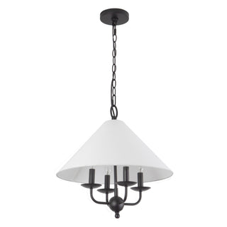 Edelson 18 in Black Pendant with White Linen Shade