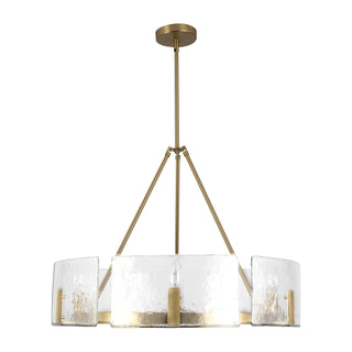 Eira 29 in Brushed Gold Chandelier with Clear Water Glass
