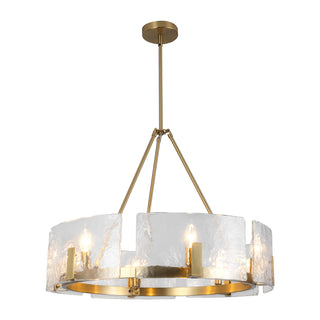 Eira 29 in Brushed Gold Chandelier with Clear Water Glass