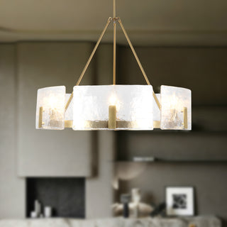 Eira 29 in Brushed Gold Chandelier with Clear Water Glass
