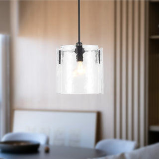 Eira 12 in Black Pendant with Clear Water Glass