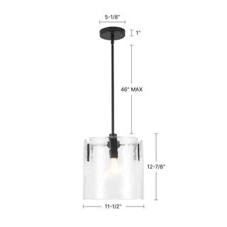 Eira 12 in Brushed Gold Pendant with Clear Water Glass