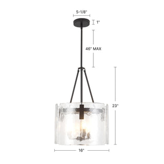 Eira 16 in Brushed Gold Pendant with Clear Water Glass