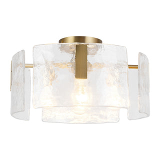 Eira 16 in Brushed Gold Semi Flush Mount with Clear Water Glass