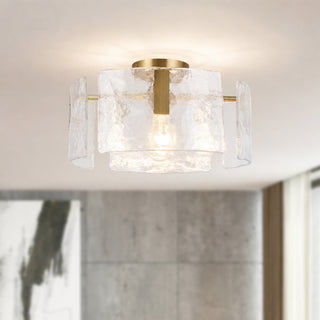Eira 16 in Brushed Gold Semi Flush Mount with Clear Water Glass