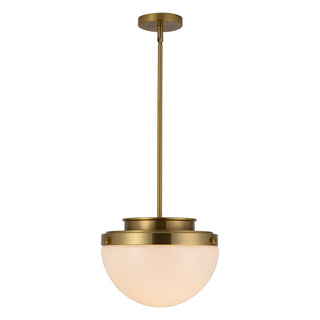 Esther 13 in Brushed Gold Pendant with Opal Glass