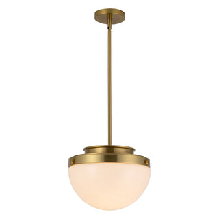 Esther 13 in Brushed Gold Pendant with Opal Glass