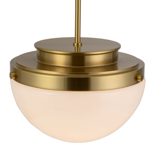Esther 13 in Brushed Gold Pendant with Opal Glass
