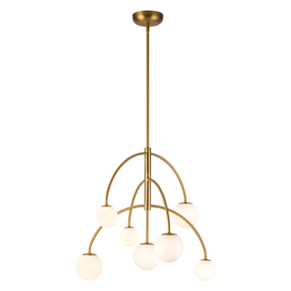 Fiona 27 in Brushed Gold Chandelier with Opal Glass