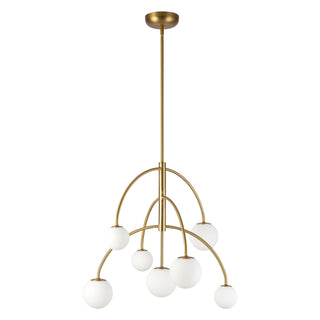 Fiona 27 in Brushed Gold Chandelier with Opal Glass