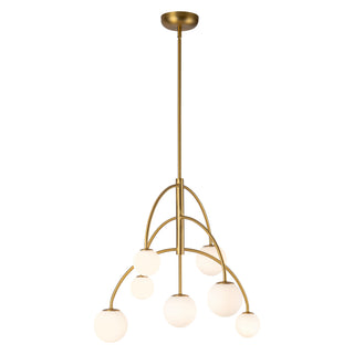 Fiona 27 in Brushed Gold Chandelier with Opal Glass