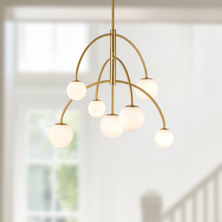 Fiona 27 in Brushed Gold Chandelier with Opal Glass