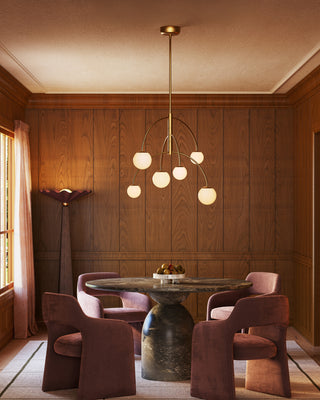 Fiona 27 in Brushed Gold Chandelier with Opal Glass