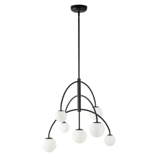 Fiona 27 in Matte Black Chandelier with Opal Glass