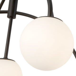 Fiona 27 in Matte Black Chandelier with Opal Glass
