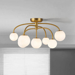 Fiona 27 in Brushed Gold Flush Mount with Opal Glass