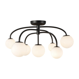 Fiona 27 in Matte Black Flush Mount with Opal Glass