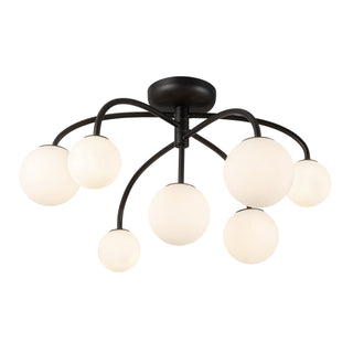 Fiona 27 in Matte Black Flush Mount with Opal Glass