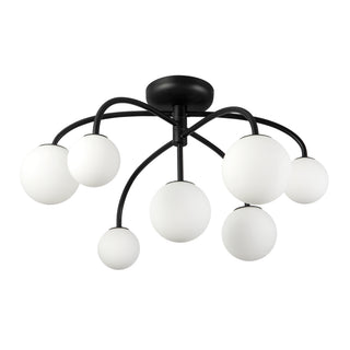 Fiona 27 in Matte Black Flush Mount with Opal Glass