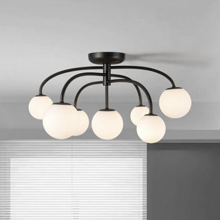 Fiona 27 in Matte Black Flush Mount with Opal Glass