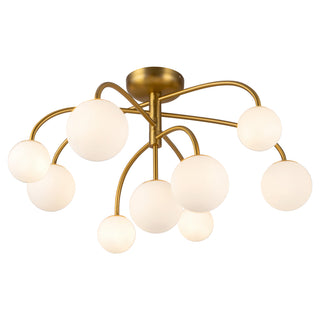 Fiona 33 in Brushed Gold Flush Mount with Opal Glass