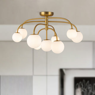 Fiona 33 in Brushed Gold Flush Mount with Opal Glass