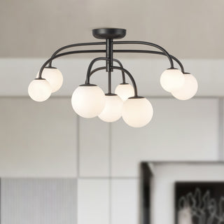 Fiona 33 in Matte Black Flush Mount with Opal Glass