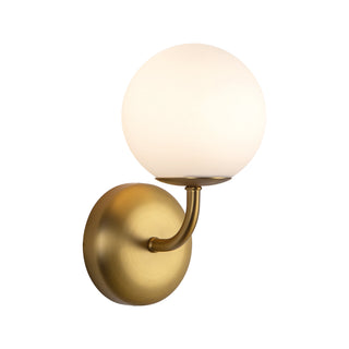Fiona 5 in (10 in Height) Brushed Gold Wall Sconce with Opal Glass