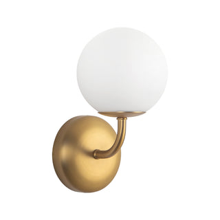 Fiona 5 in (10 in Height) Brushed Gold Wall Sconce with Opal Glass