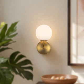 Fiona 5 in (10 in Height) Brushed Gold Wall Sconce with Opal Glass
