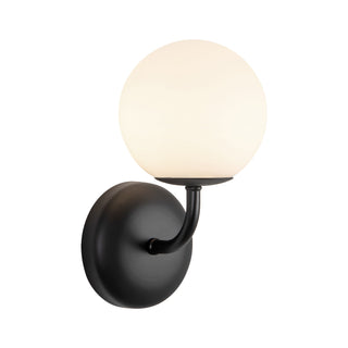 Fiona 5 in (10 in Height) Matte Black Wall Sconce with Opal Glass