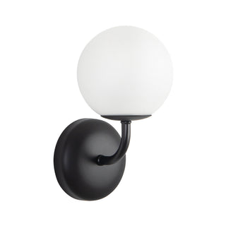 Fiona 5 in (10 in Height) Matte Black Wall Sconce with Opal Glass