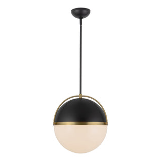 Greenwich 16 in Black Pendant with Opal Glass