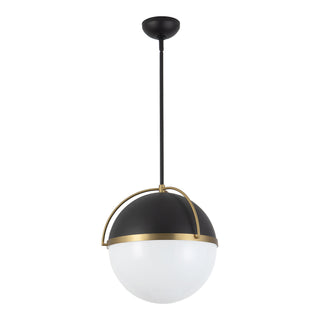 Greenwich 16 in Black Pendant with Opal Glass