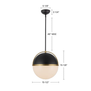 Greenwich 16 in Black Pendant with Opal Glass