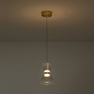 Jenni 9 in Brushed Gold Dimmable LED Pendant with Smoked Glass