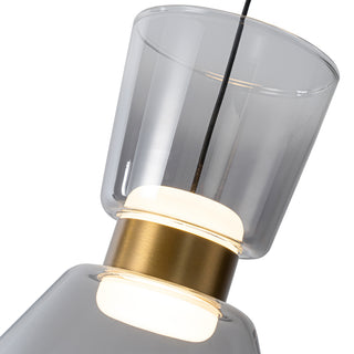 Jenni 9 in Brushed Gold Dimmable LED Pendant with Smoked Glass