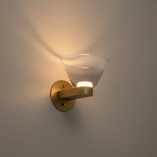 Jenni 7 in Brushed Gold Dimmable LED Wall Sconce with Smoked Glass