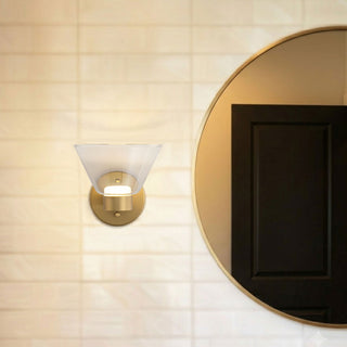 Jenni 7 in Brushed Gold Dimmable LED Wall Sconce with Smoked Glass