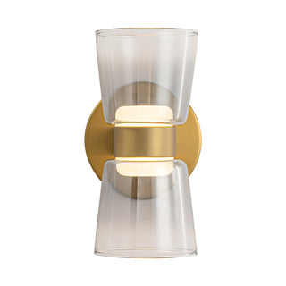 Jenni 9 in Brushed Gold Dimmable LED Wall Sconce with Smoked Glass