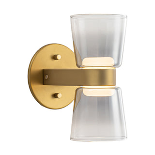 Jenni 9 in Brushed Gold Dimmable LED Wall Sconce with Smoked Glass