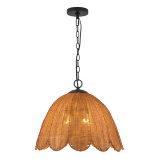 June 18 in Black Chandelier with Natural Rattan Shade