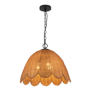 June 18 in Black Chandelier with Natural Rattan Shade