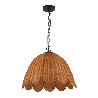 June 18 in Black Chandelier with Natural Rattan Shade
