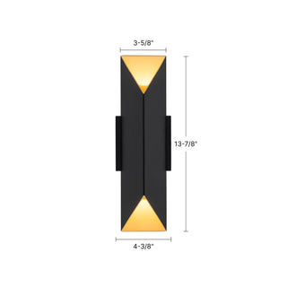 Kyla 14 in Black and Gold Dimmable LED Wall Sconce