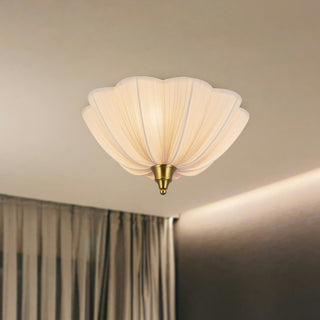 Matilda 19 in Brushed Gold Semi Flush Mount with Natural Linen Shade