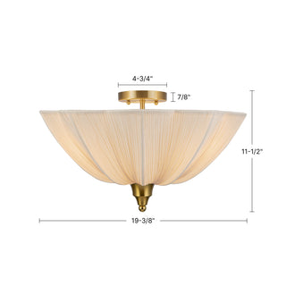 Matilda 19 in Brushed Gold Semi Flush Mount with Natural Linen Shade